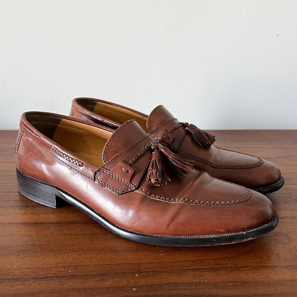 Johnston & Murphy Brown Leather Tassel Loafers Men's Size 8.5M Dress Shoes
